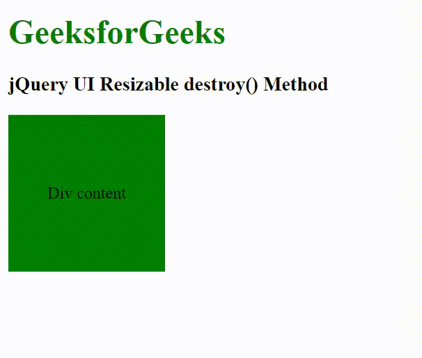 jQuery UI的Resizable destroy()方法