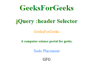 jQuery :header选择器