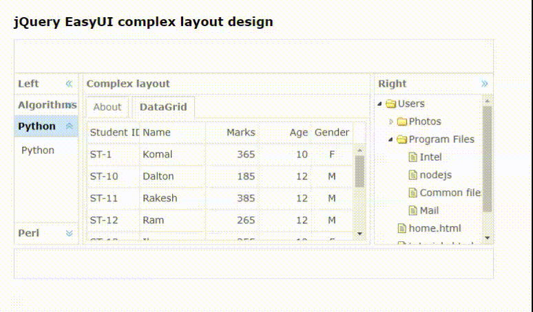 如何使用jQuery EasyUI为网页设计复杂的布局？