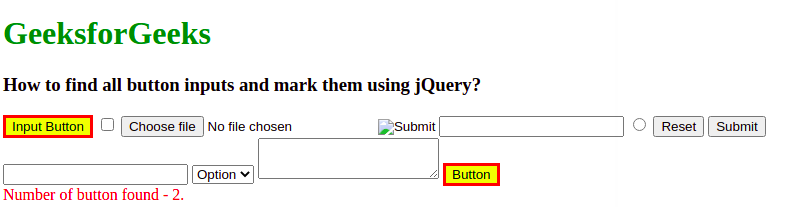 如何使用jQuery找到所有的按钮输入并标记它们？