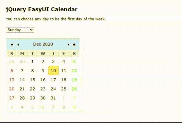 如何使用jQuery EasyUI为网页设计日历？