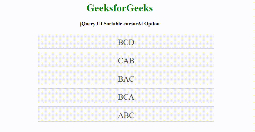 jQuery UI的Sortable cursorAt选项