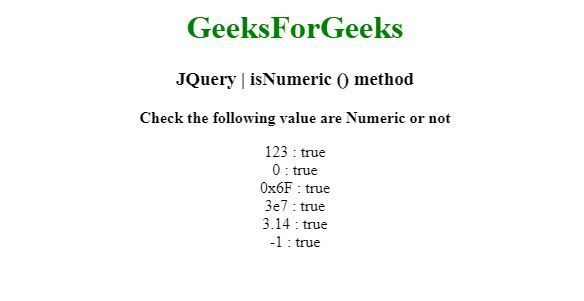 JQuery isNumeric()方法