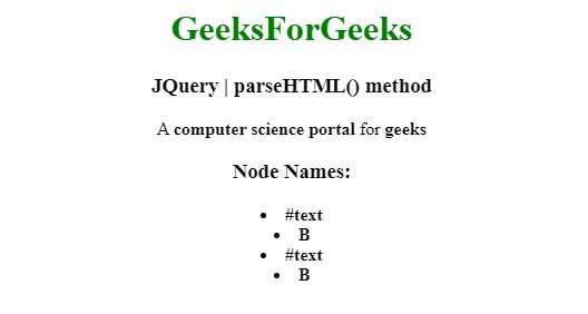 JQuery parseHTML()方法