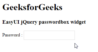 EasyUI jQuery passwordBox widget