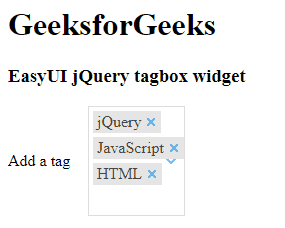 EasyUI jQuery tagbox Widget