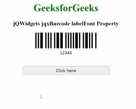 jQWidgets jqxBarcode labelFont属性
