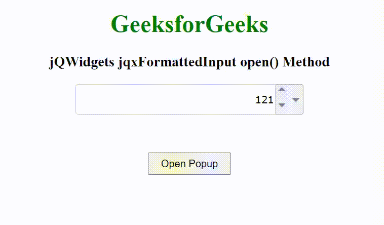 jQWidgets jqxFormattedInput open()方法
