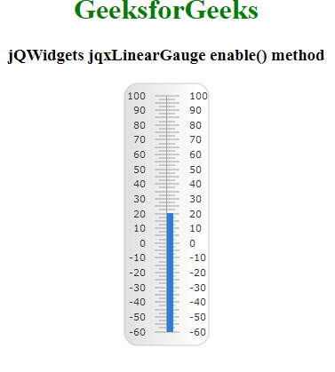 jQWidgets jqxGauge LinearGauge enable()方法 jQWidgets jqxGauge LinearGauge enable()方法