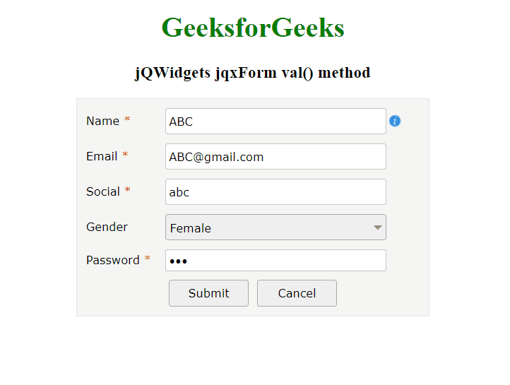 jQWidgets jqxForm val()方法