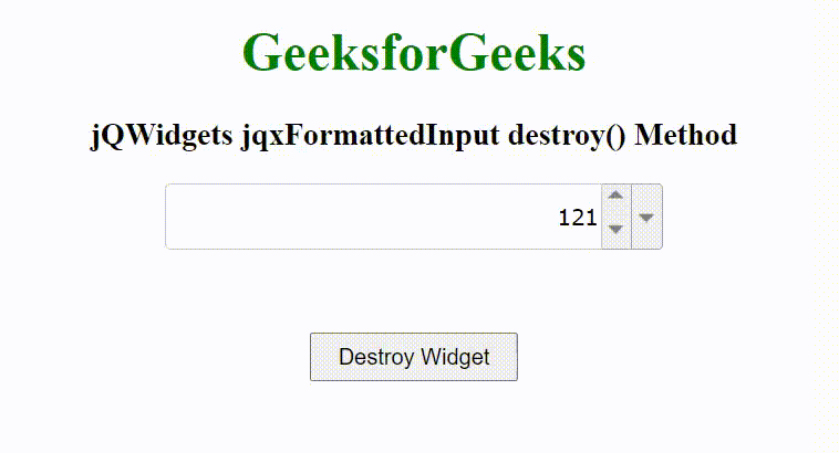 jQWidgets jqxFormattedInput destroy()方法