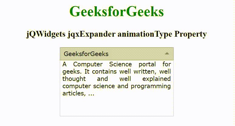 jQWidgets jqxExpander animationType属性