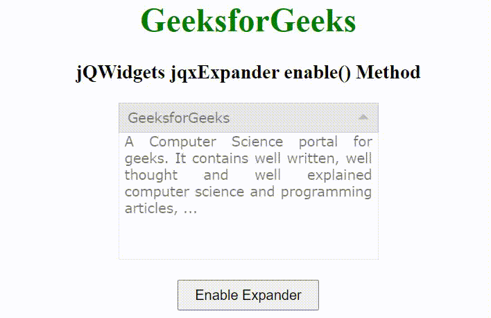 jQWidgets jqxExpander enable()方法