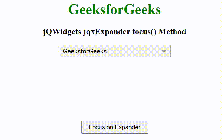 jQWidgets jqxExpander focus()方法