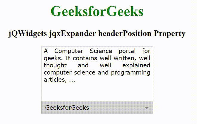 jQWidgets jqxExpander headerPosition属性
