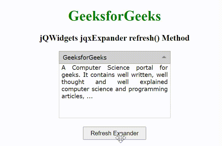 jQWidgets jqxExpander refresh()方法