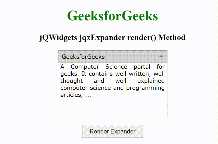 jQWidgets jqxExpander render()方法