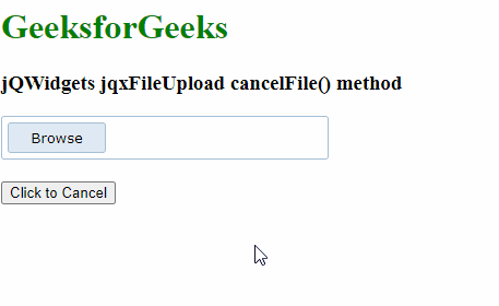 jQWidgets jqxFileUpload cancelFile()方法