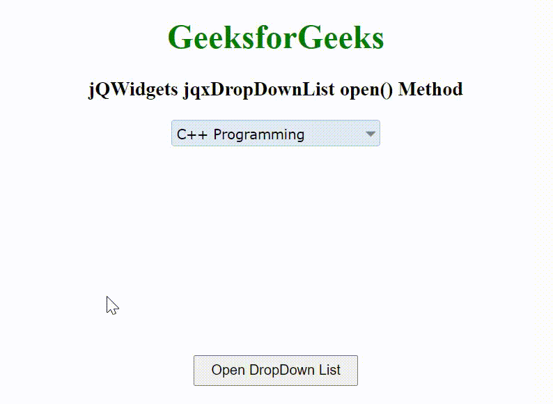 jQWidgets jqxDropDownList open()方法