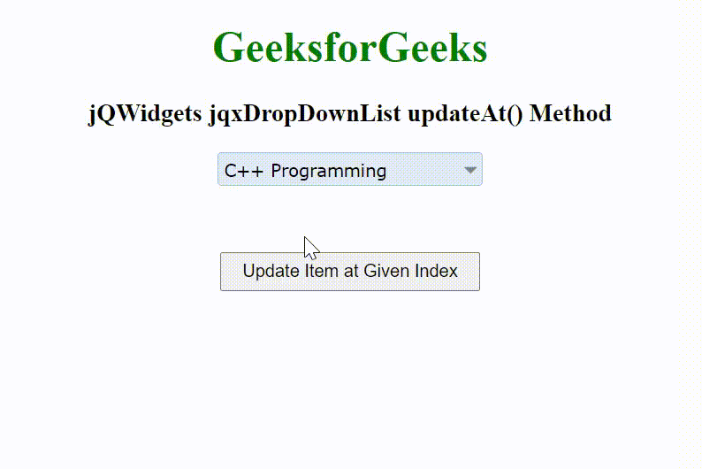jQWidgets jqxDropDownList updateAt() 方法