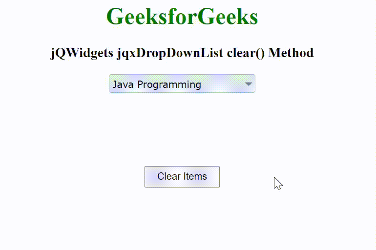 jQWidgets jqxDropDownList clear()方法