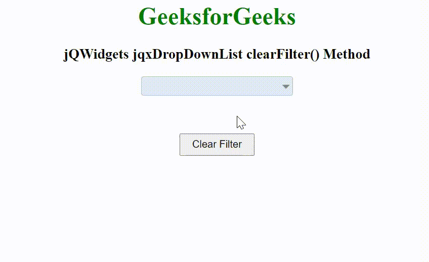 jQWidgets jqxDropDownList clearFilter()方法