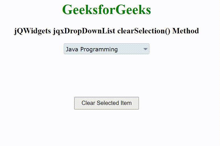 jQWidgets jqxDropDownList clearSelection()方法