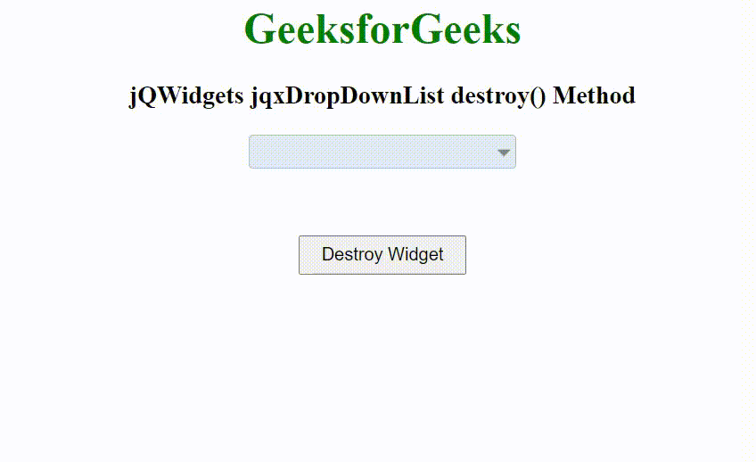 jQWidgets jqxDropDownList destroy()方法