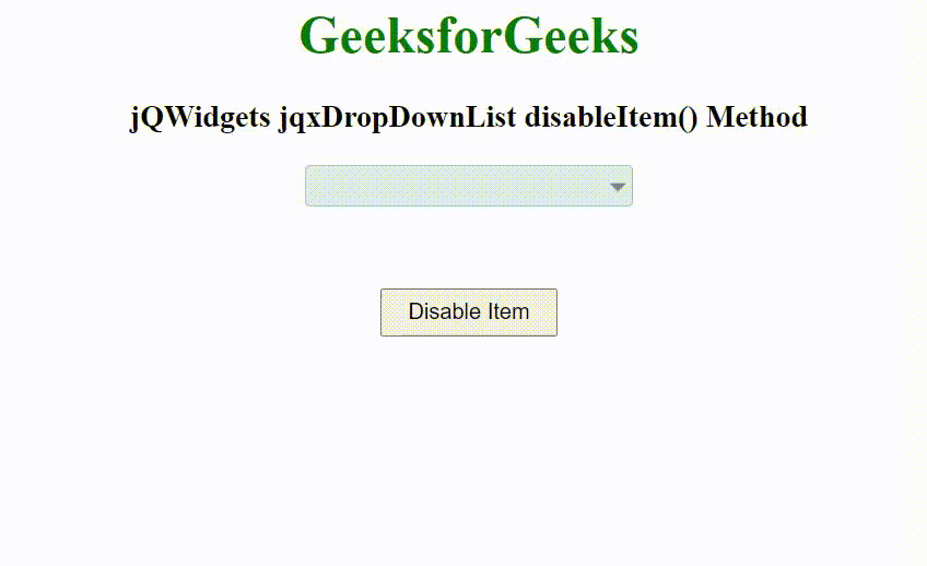 jQWidgets jqxDropDownList disableItem()方法