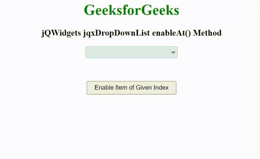 jQWidgets jqxDropDownList enableAt()方法