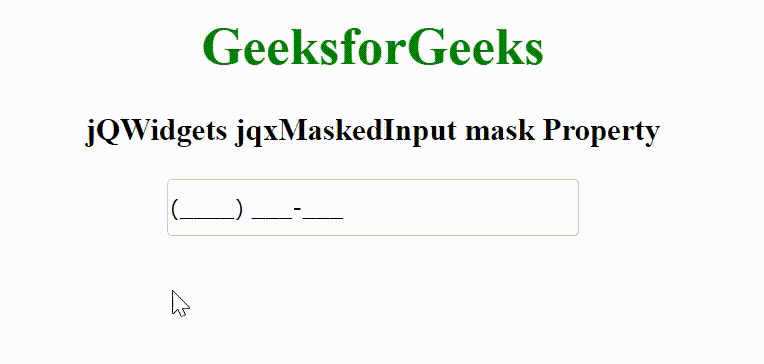 jQWidgets jqxMaskedInput mask属性 jQWidgets jqxMaskedInput mask属性