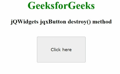 jQWidgets jqxButton destroy()方法