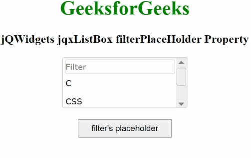 jQWidgets jqxListBox filterPlaceHolder 属性