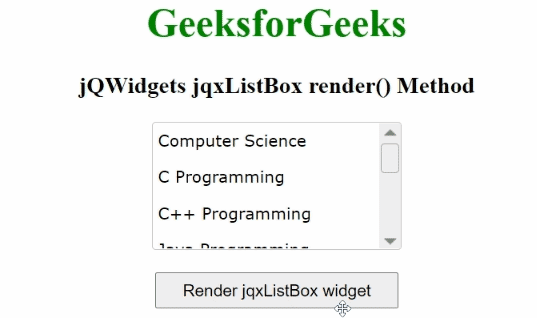 jQWidgets jqxListBox render()方法