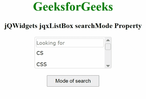 jQWidgets jqxListBox searchMode属性
