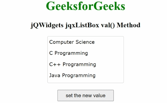 jQWidgets jqxListBox val()方法