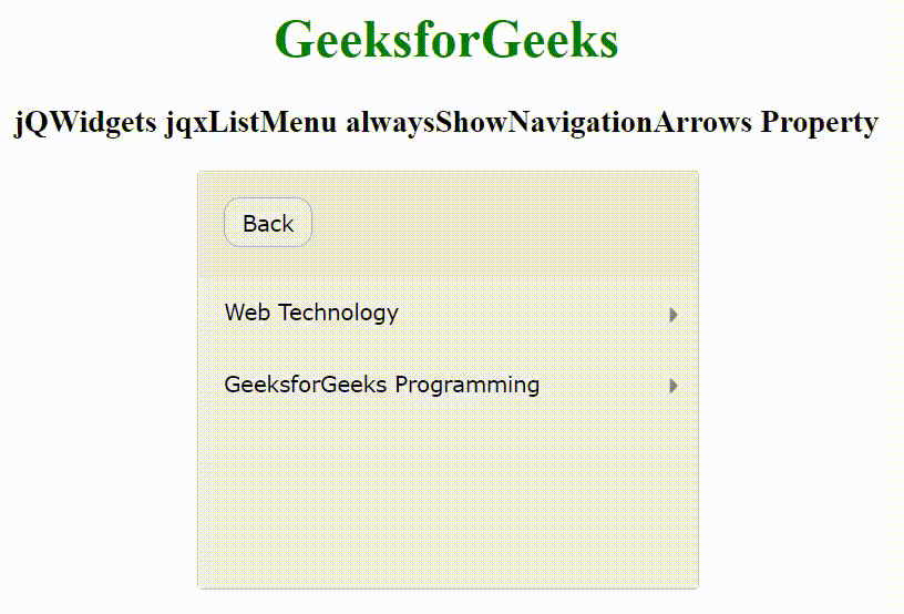 jQWidgets jqxListMenu alwaysShowNavigationArrows属性 jQWidgets jqxListMenu alwaysShowNavigationArrows属性