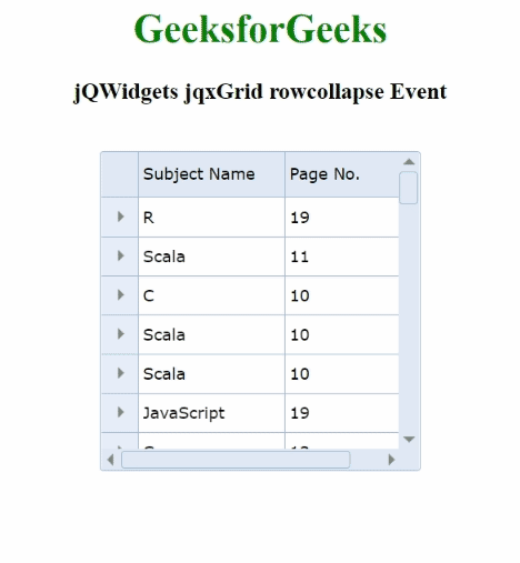 jQWidgets jqxGrid rowcollapse事件