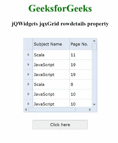jQWidgets jqxGrid rowdetails属性