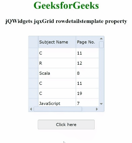jQWidgets jqxGrid rowdetailstemplate属性