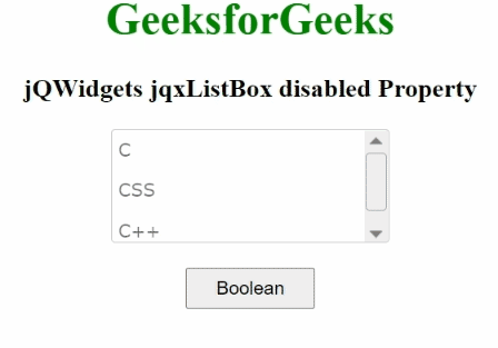 jQWidgets jqxListBox disabled属性 jQWidgets jqxListBox disabled属性