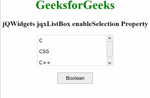 jQWidgets jqxListBox enableSelection属性