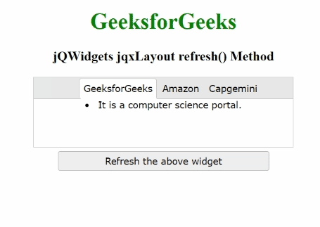 jQWidgets jqxLayout refresh() 方法