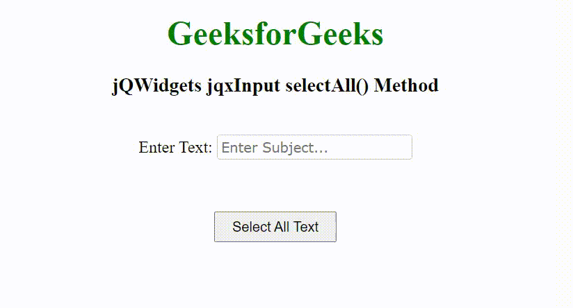 jQWidgets jqxInput selectAll()方法