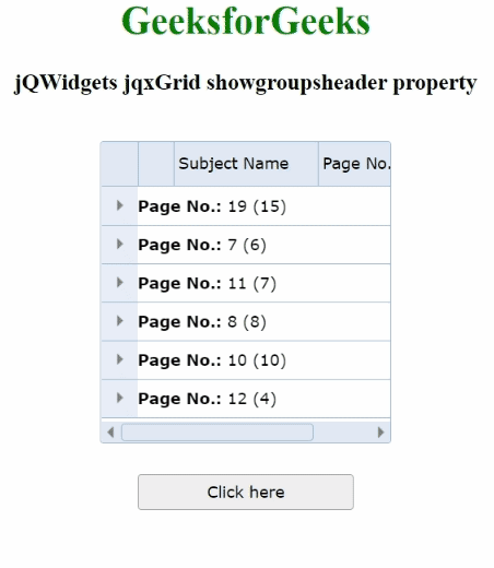 jQWidgets jqxGrid showgroupsheader属性