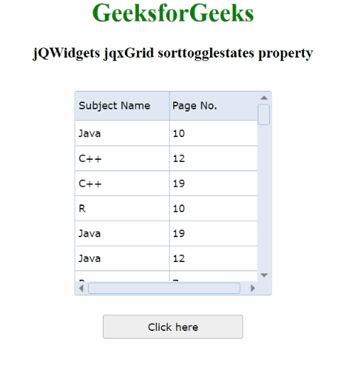 jQWidgets jqxGrid sorttogglestates属性