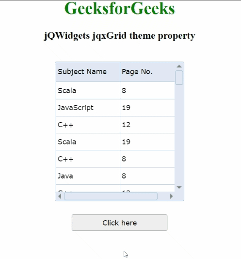 jQWidgets jqxGrid主题属性