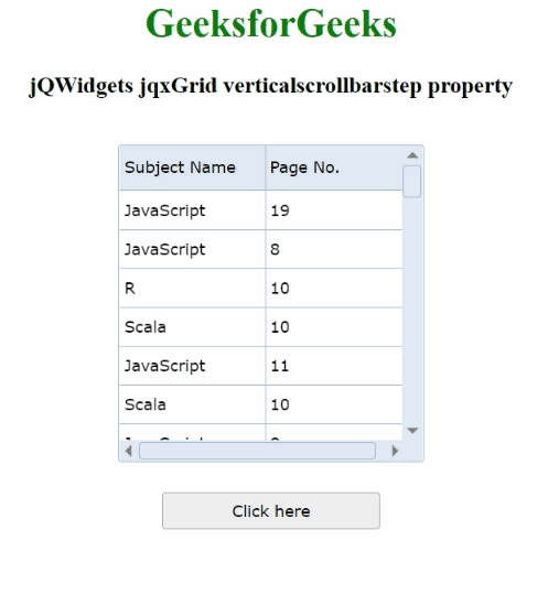 jQWidgets jqxGrid verticalscrollbarstep属性