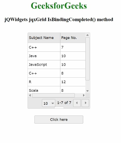 jQWidgets jqxGrid isBindingCompleted()方法