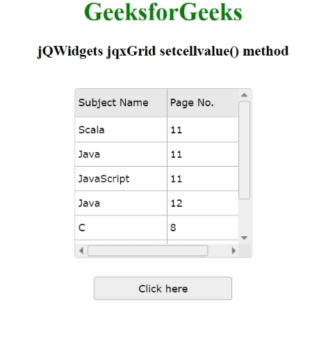jQWidgets jqxGrid setcellvalue()方法